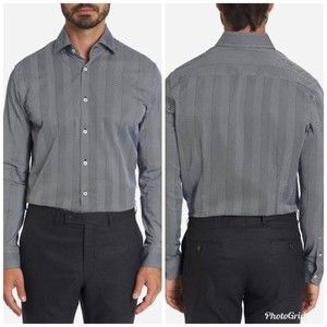 NWT Robert Graham Yardley Gray Black Herringbone Shirt M 15.5